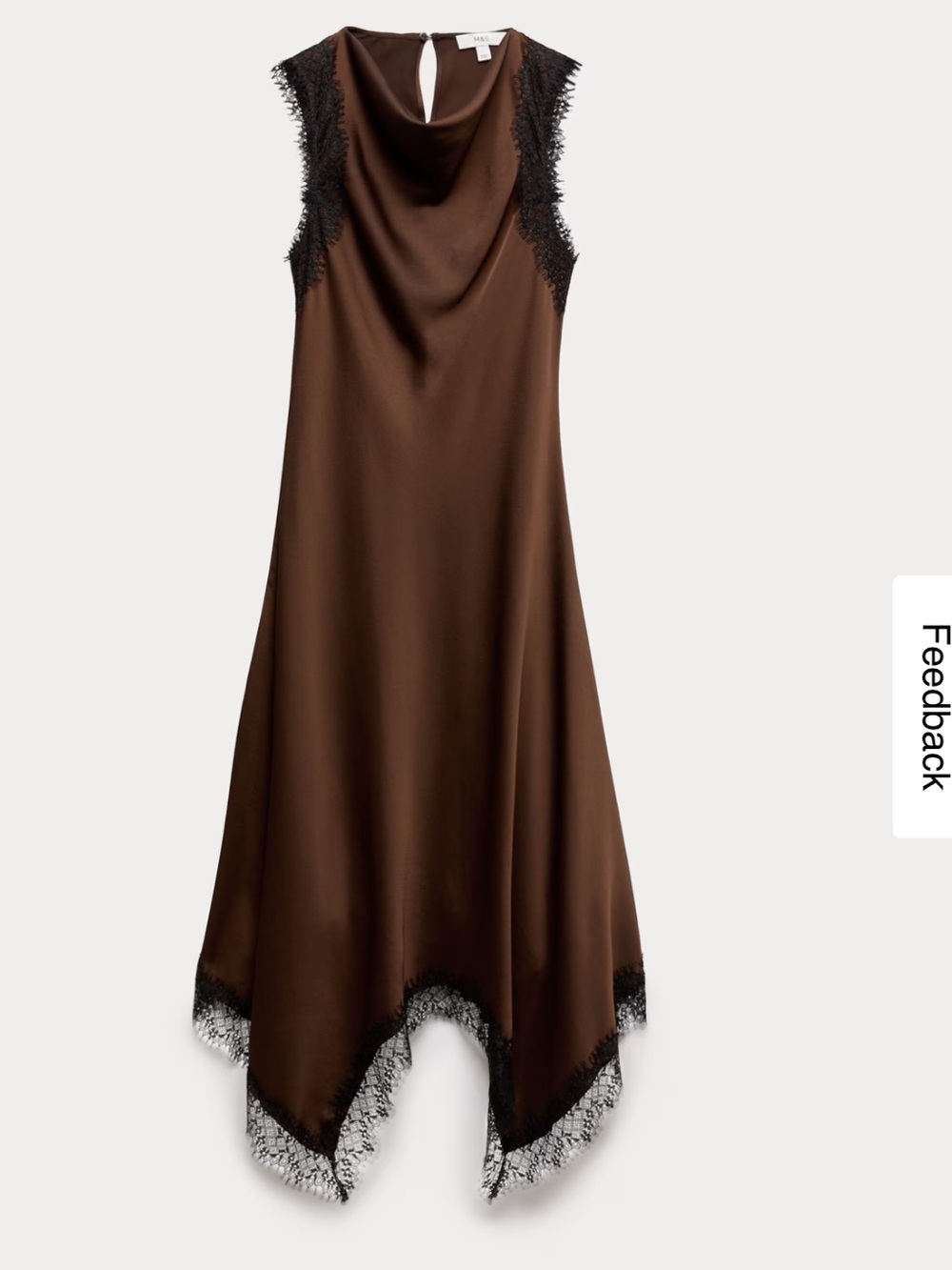 M&S Brown Satin and Lace Dress